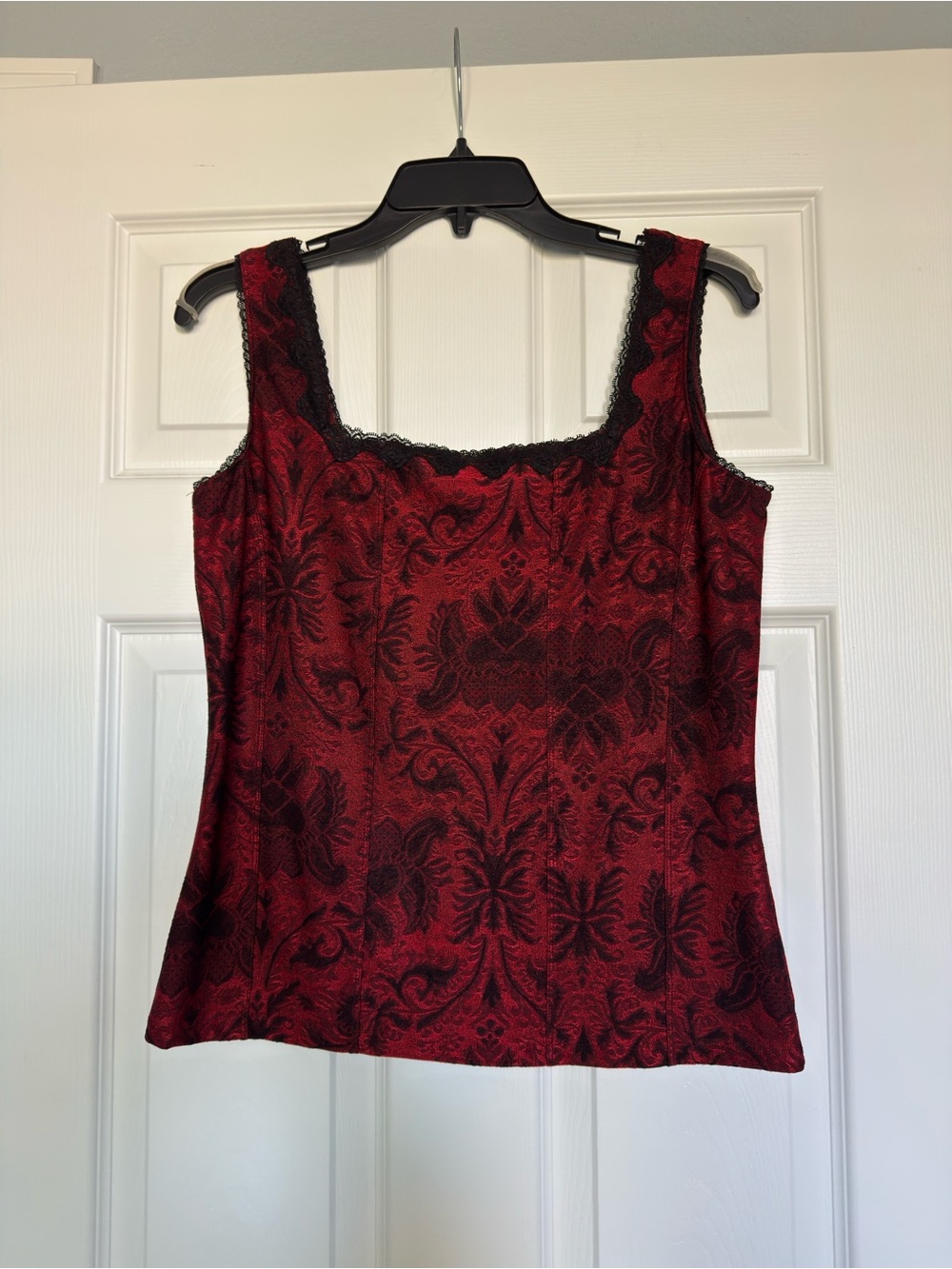 Coldwater Creek Camisole - Red and Black Damask